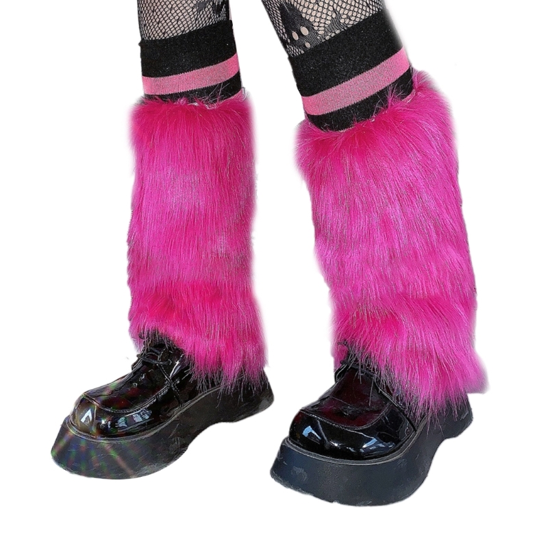 Knee High Sock Women - Women Vintage Rose Red Furry Leg