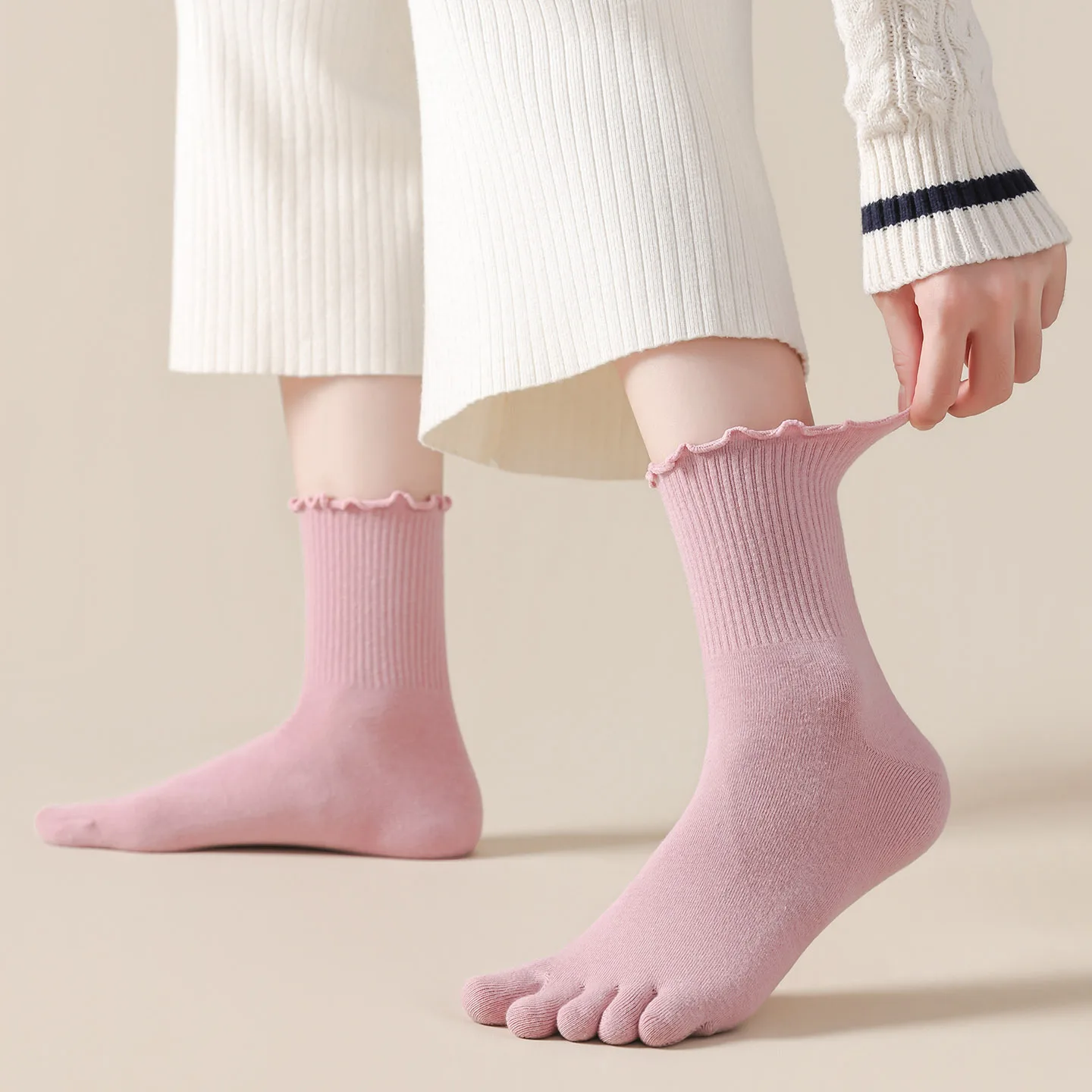 1/5 Pairs Women Five Toe Crew  - Toe Sock Split 评论和价格